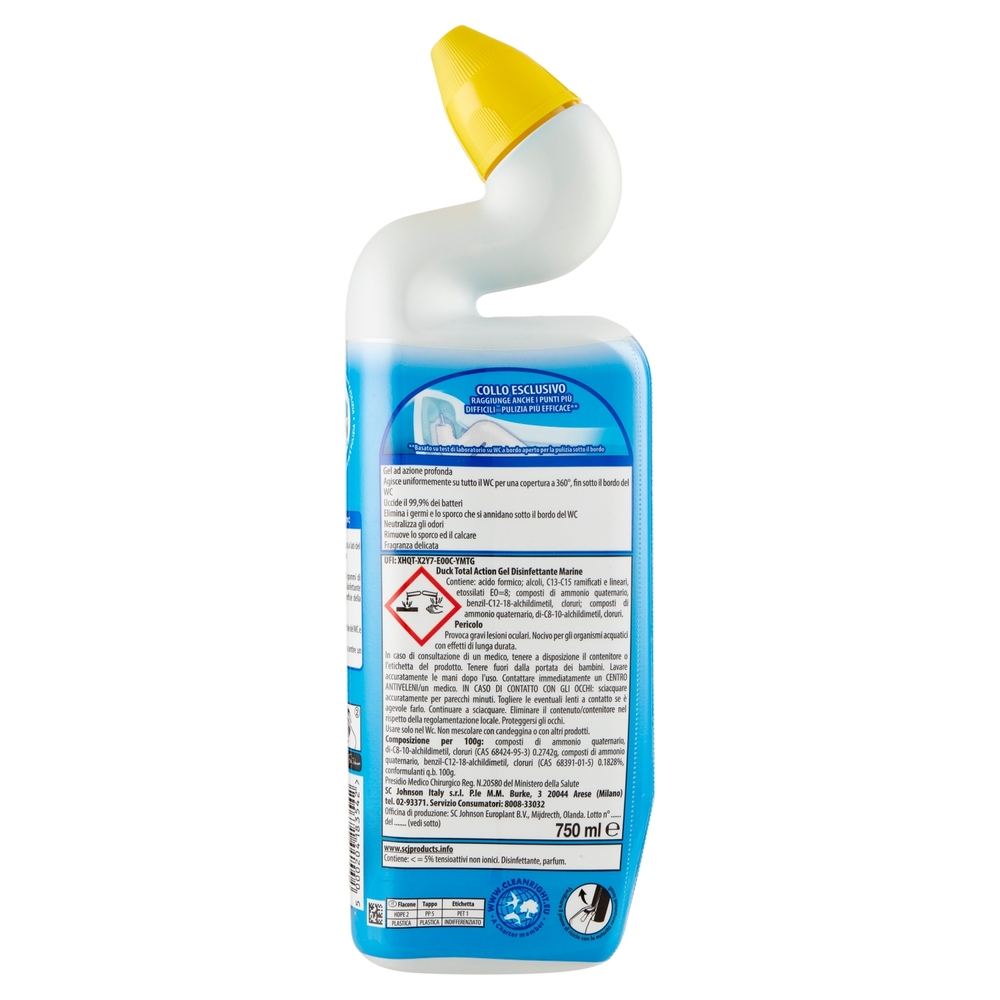 Duck WC Gel Disinfettante - Liquido per WC, Fragranza Marine, 750 ml